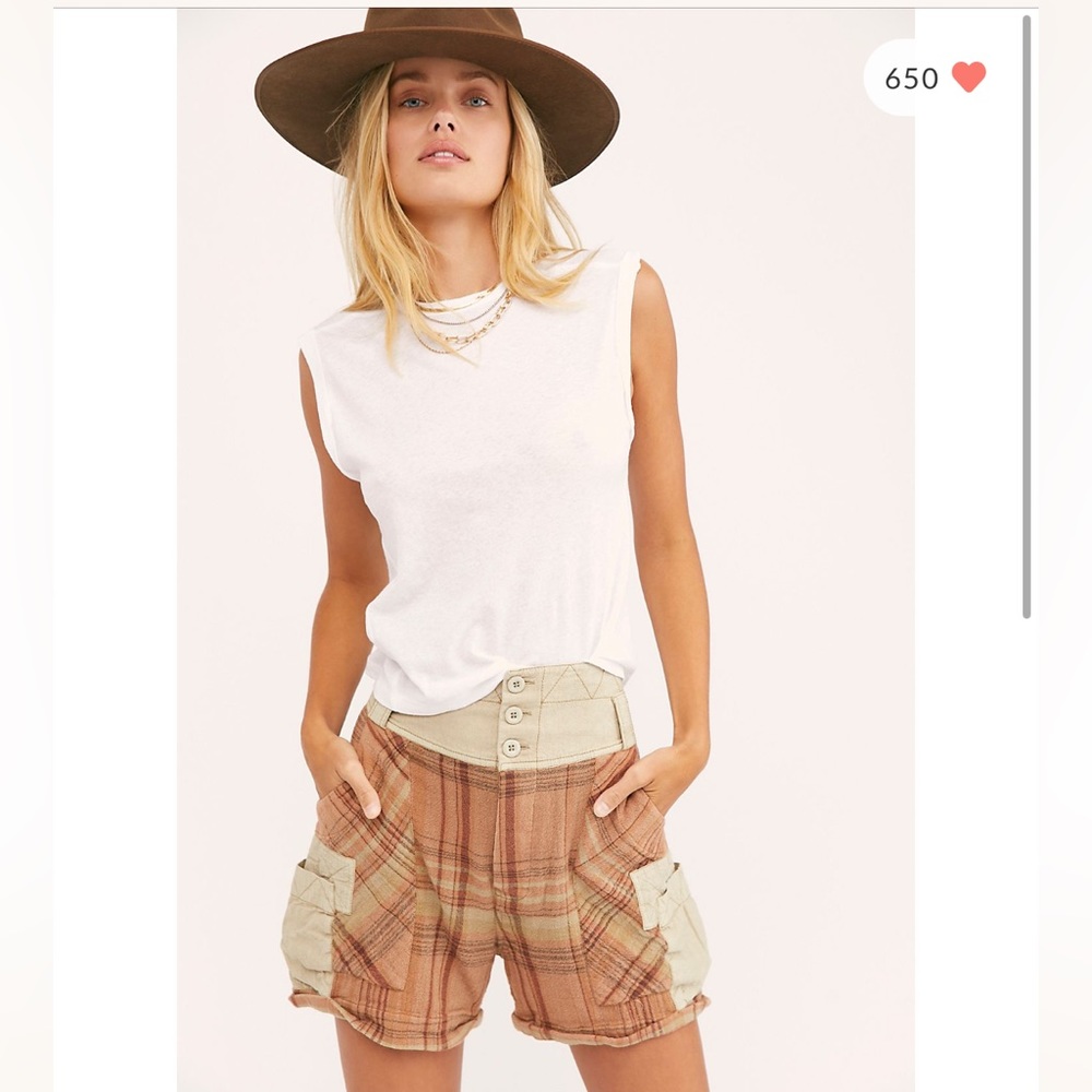 Free People Far Out Plaid Shorts